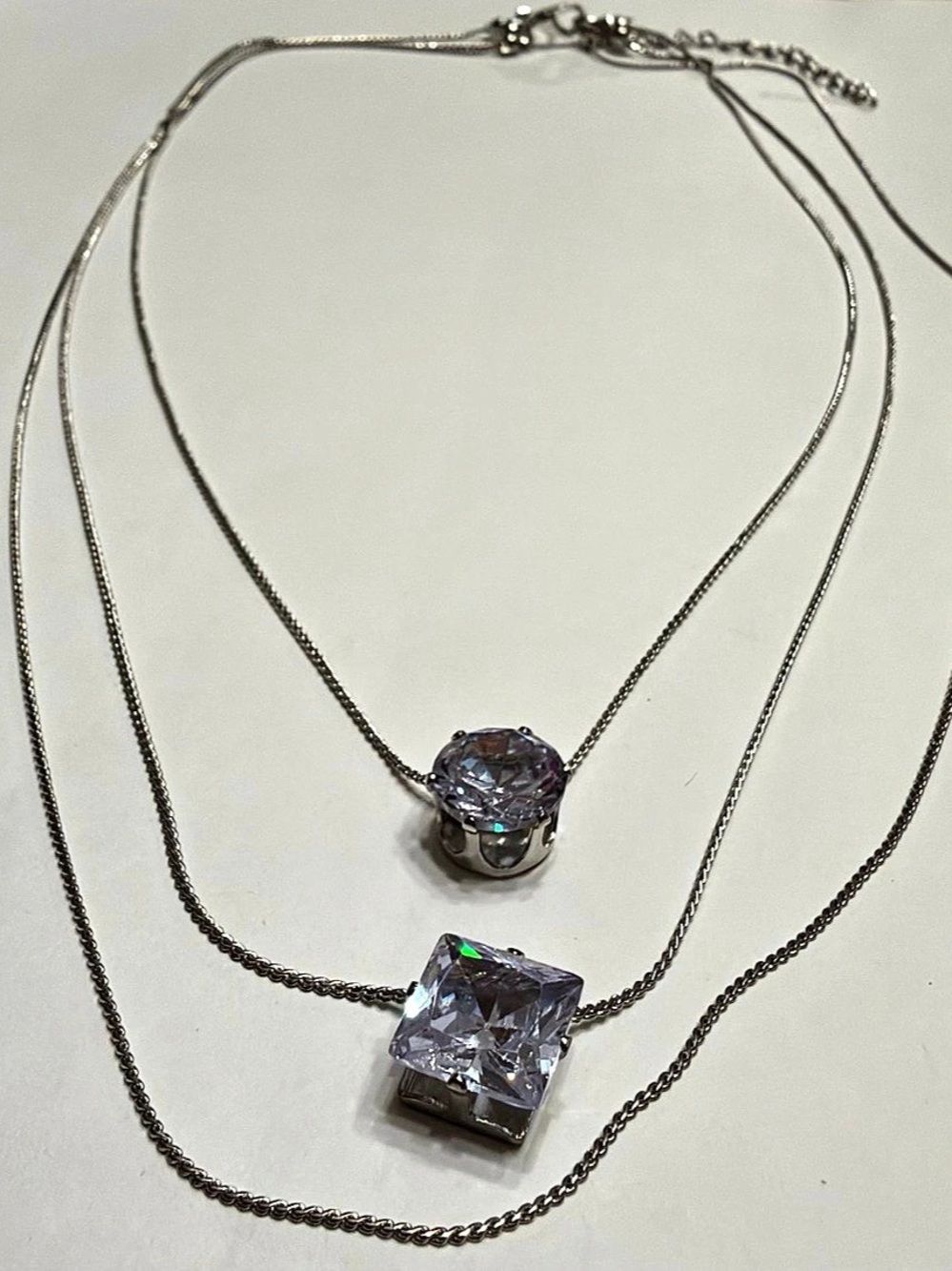 Silver-Tone Crystal Pendant Necklace Set